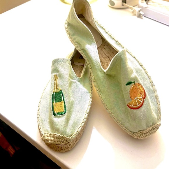 Soludos,Mimosa Embroidered Champagne Orange Espadrilles Slip-On,Jute, Size 8 - Picture 4 of 5